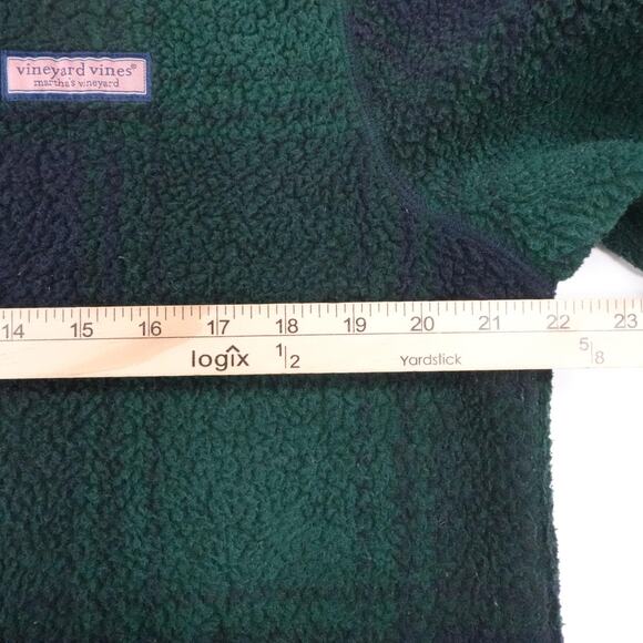 Vineyard Vines Pullover Mens Medium Blackwatch Plaid Sherpa Fleece Half Zip - Picture 4 of 16
